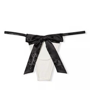 Victoria’s Secret Dream angels shine straps tuxedo open back bow cheekini panty